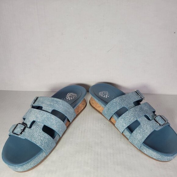 Vince Camuto Women Freoda Casual Beach Resort Glitter Blue Slide Sandal Size 10M - Picture 5 of 9